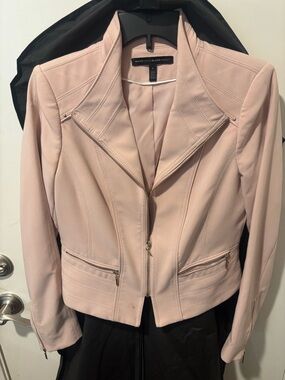 White House Black Market Pale Pink Moto-Style Tailored Blazer